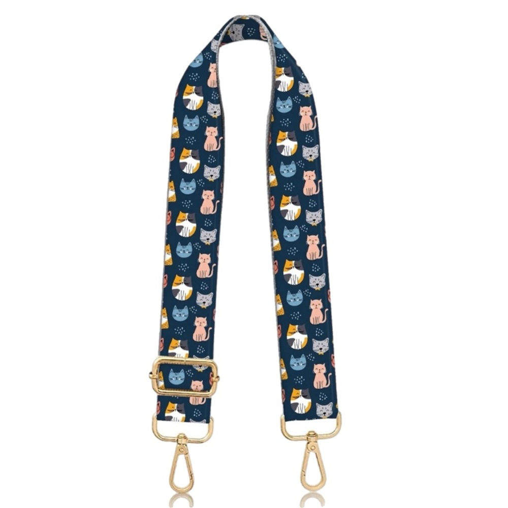 NIP “Happy Cats” Navy 1.5” Crossbody Intercha…